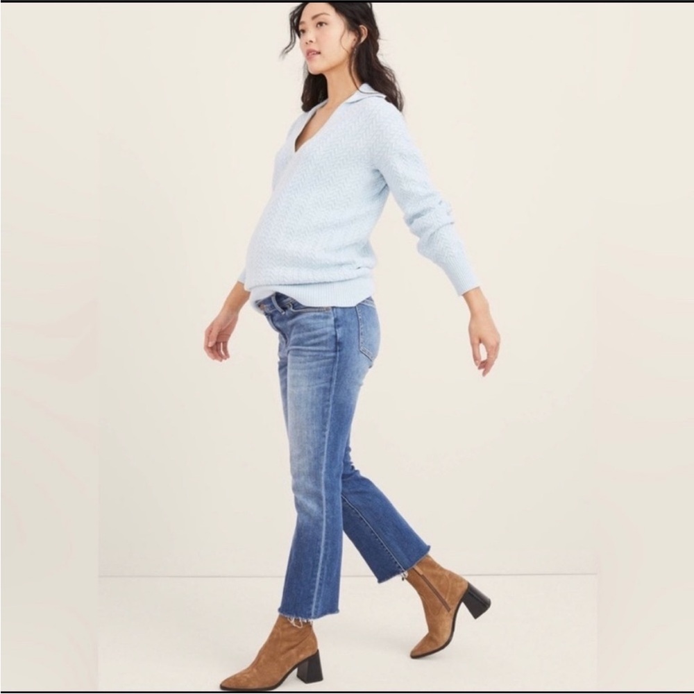 Hatch The Crop Kick Flare Below the Bump Maternity Jeans Indigo-Still Full Price